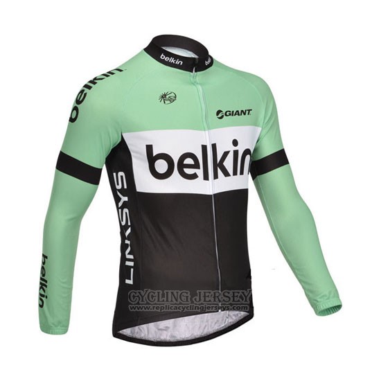 2013 Cycling Jersey Belkin Black and Green Long Sleeve and Bib Tight